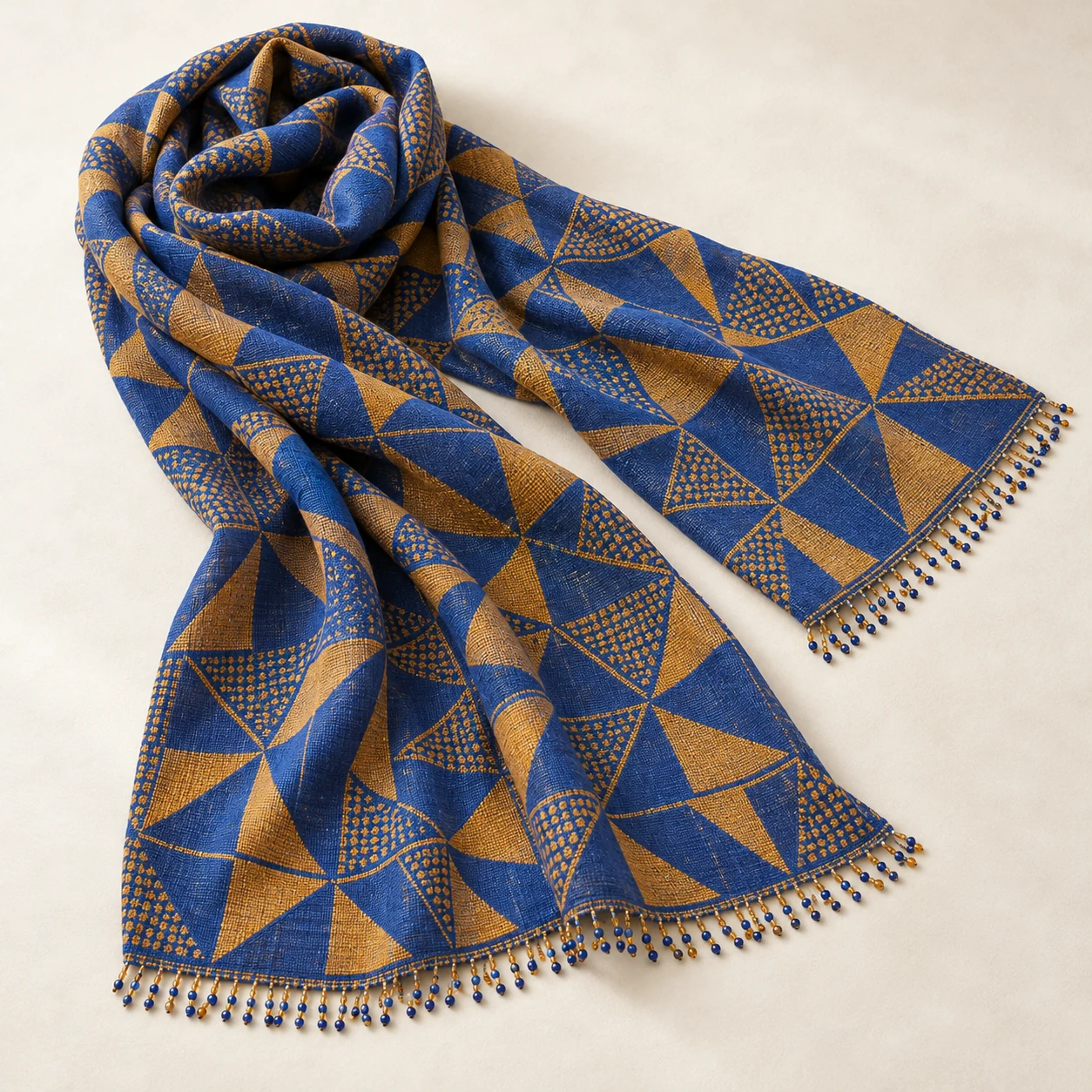 Cobalt Mosaic Wrap in Cobalt / Ochre